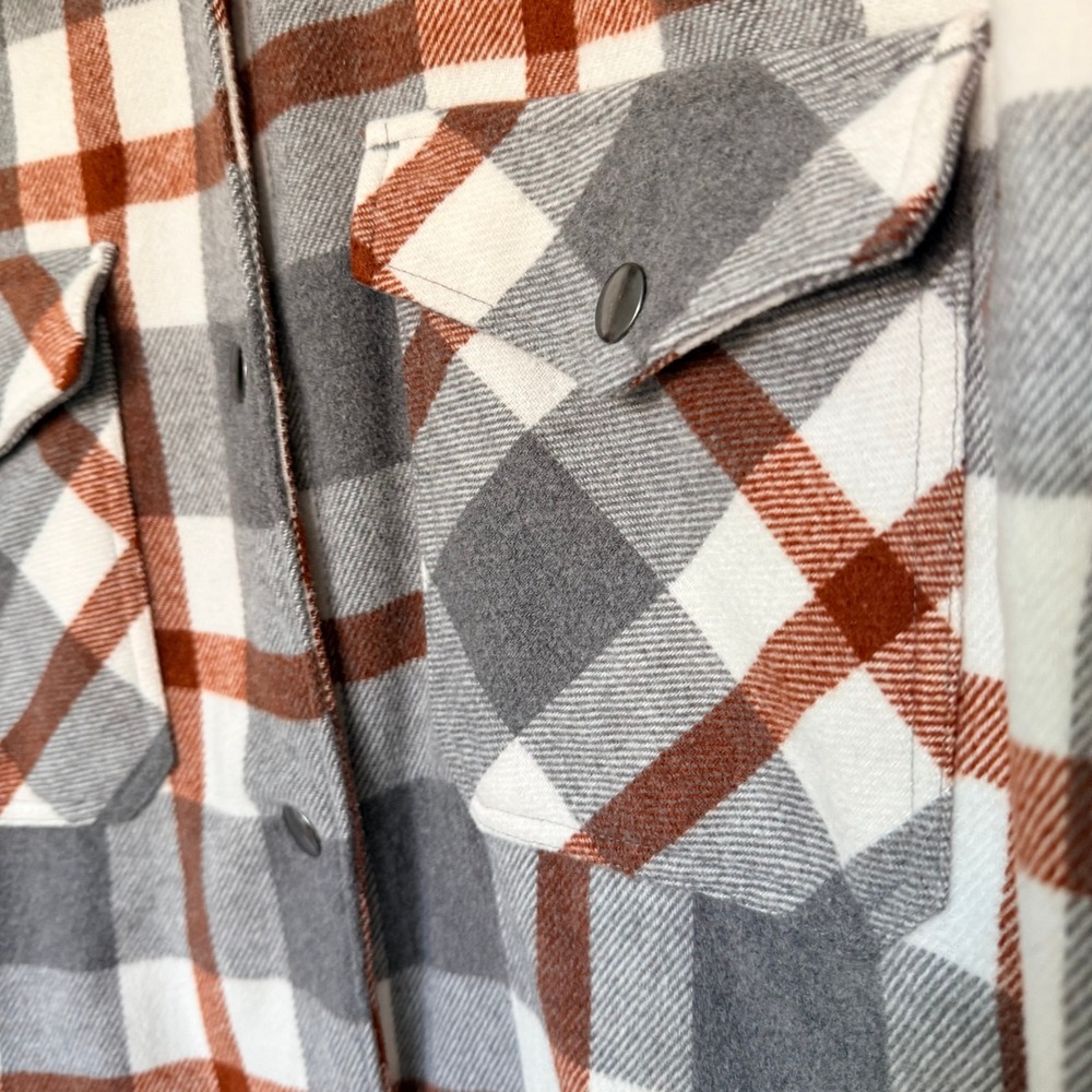 HFX Plaid Flannel Shirt Jacket Oversized L Shacket Outdoor Cozy - Picture 5 of 7